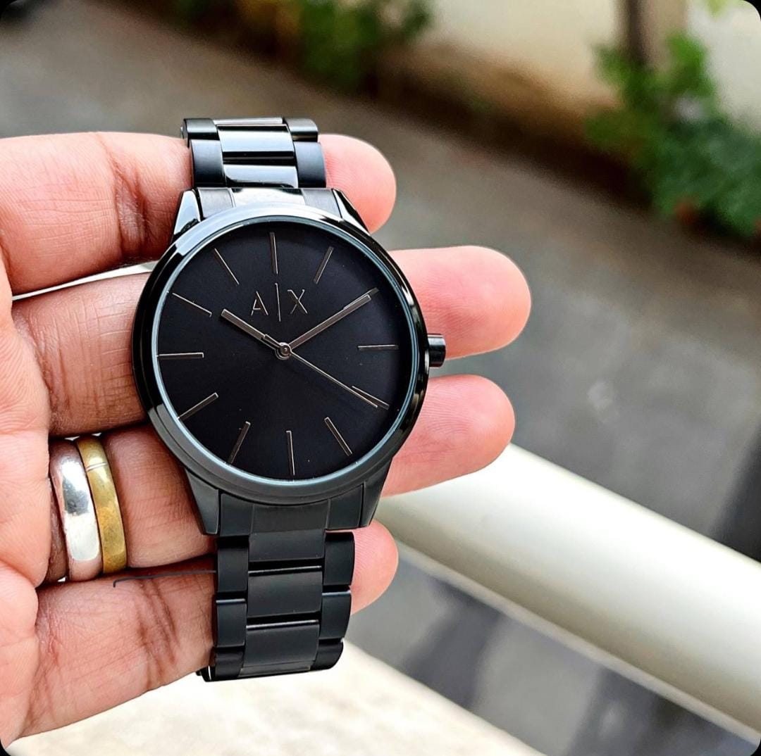 Armani Exchange Black-Tone Stainless Steel Men’s Watch – Luxury Minimal Design